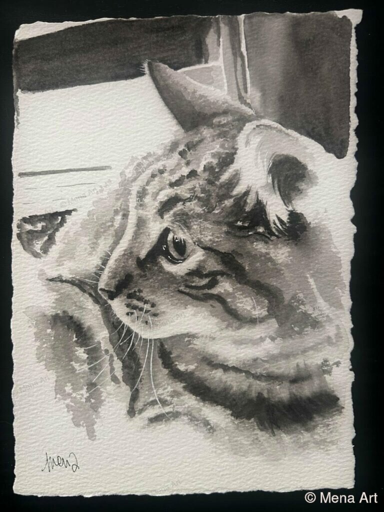 Chat star - portrait aquarelle