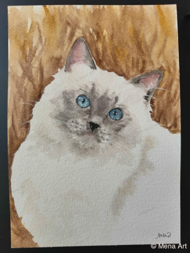 Chat des champs - portrait aquarelle