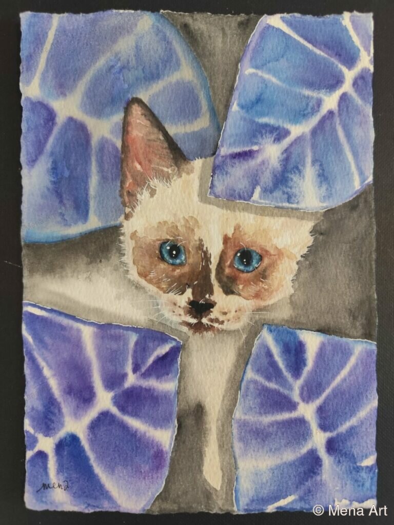 Bleu - portrait aquarelle